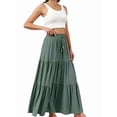 thumbnail image 2 of Women's Spliced Pleated Midi Pockets or Skirt for Casual Green L, 2 of 8