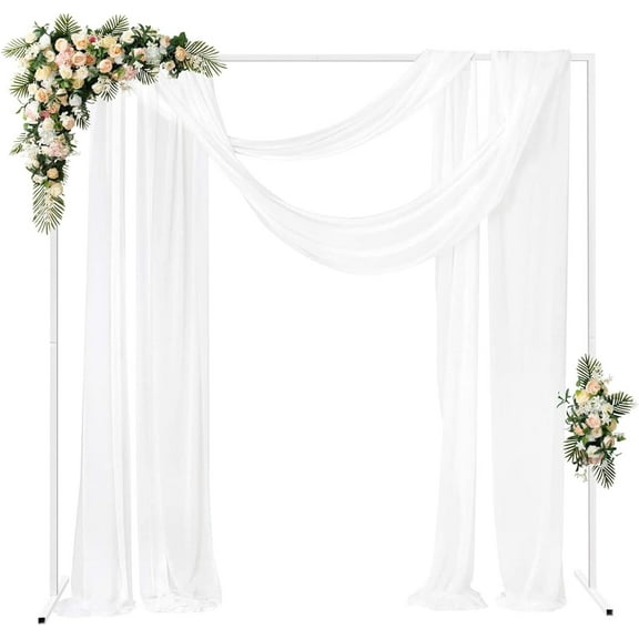 Square Wedding Arch Stand - 6.6ft White Metal Frame with Heavy-Duty Base for Ceremonies & Events