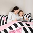 thumbnail image 4 of Manfei Initial C Pattern Full Size Comforter Sets,Minimalist Geometric Striped Bedding Comforter Set,Pink Reversible,3 Pieces,1 Comforter and 2 Pillowcases, 4 of 7