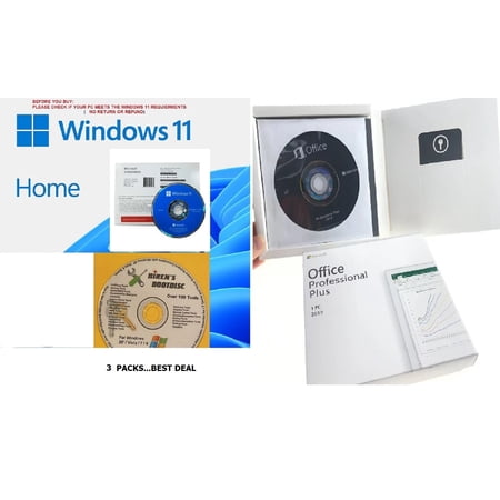 WINDOW 11 HOME 64 BIT (DVD & PRODUCT KEY), & MICROSOFT OFFICE 2019 PRO PLUS SEALED PACKAGE(DVD & PRODUCT KEY)
