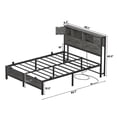 thumbnail image 6 of Homieasy Full Size Bed Frame with Charging Station and LED Lights, Industrial Platform Metal Bed with Headboard and Storage, Steel Slat Support, No Box Spring Needed, Noise-Free, Black Oak, 6 of 8