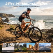 Electric Mountain Bicycle, 26 Tire E-Bike for Adults, 750W Peak Motor, 48V 7.8Ah Removable Battery, 7-Speed, UL2849, Front Suspension