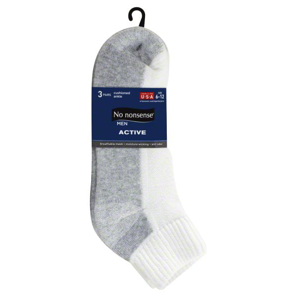 Kayser-Roth - No Nonsense Men's White Active Ankle Socks, 3 pairs ...