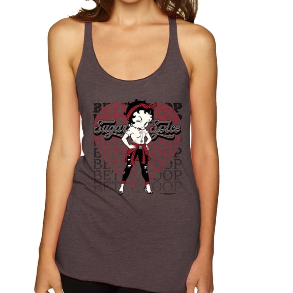 Wild Bobby Betty Boop Sugar and Spice Wink Betty Boop Tri-Blend Racerback Tank Top, Brown, Small