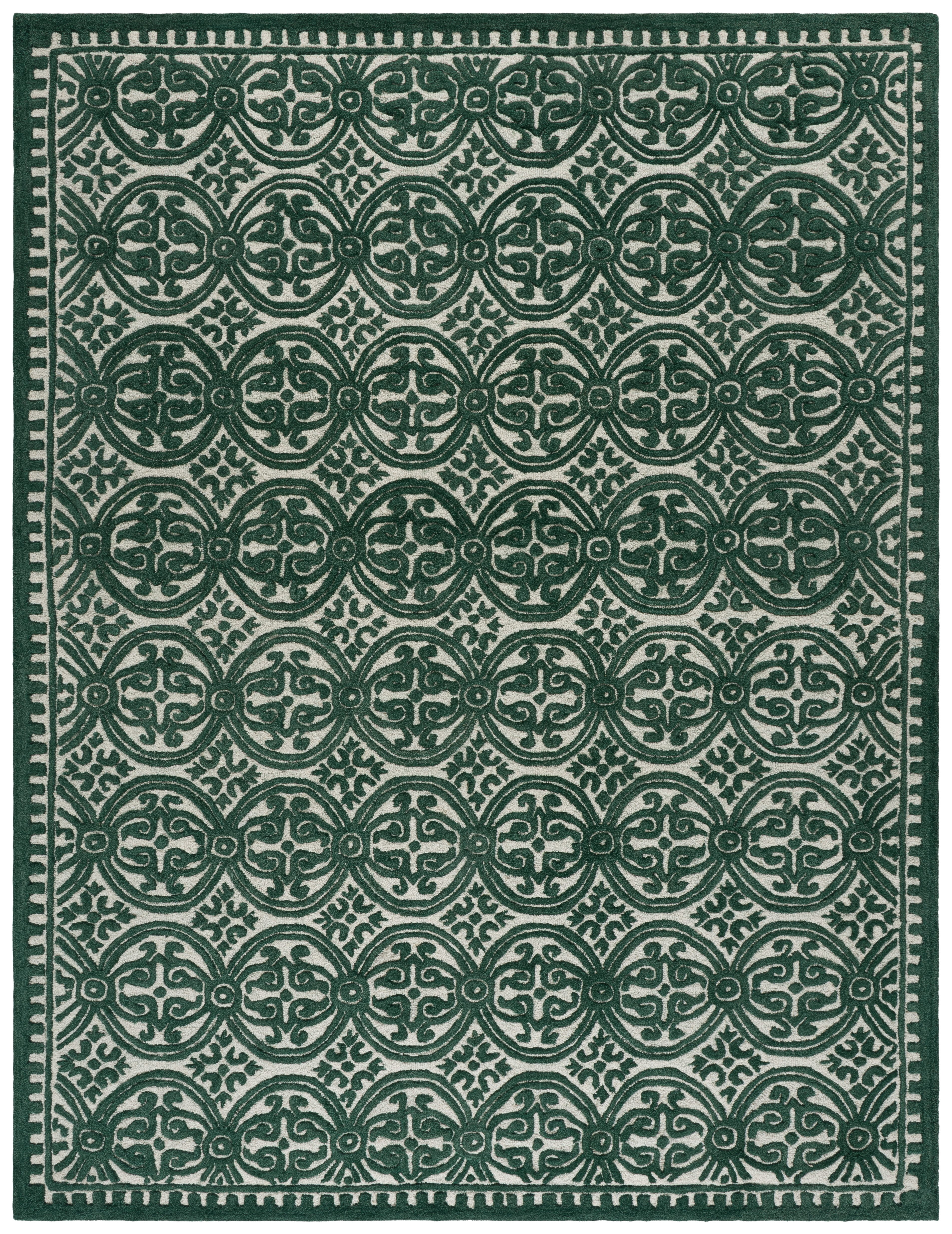 Safavieh Cambridge Leslie Geometric Wool Area Rug, Ivory/Green, 5' x 8'