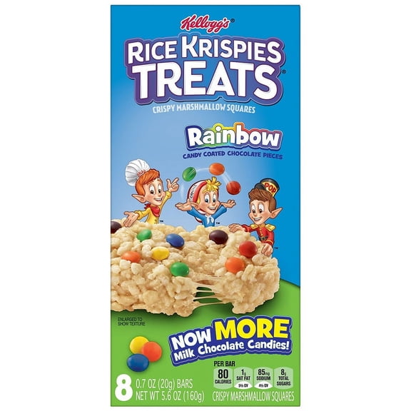 Rice Krispies Treats Marshmallow Snack Bars with Rainbow Candy Coated Chocolate Pieces0.7oz x 8 Each