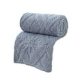 thumbnail image 2 of Soft Warm Fleece Blanket for Winter, Cozy Nap Air Conditioning Throw with Striped Detail, Portable Bed Cover Sofa Blanket in Multiple Colors, Blue, 2 of 6