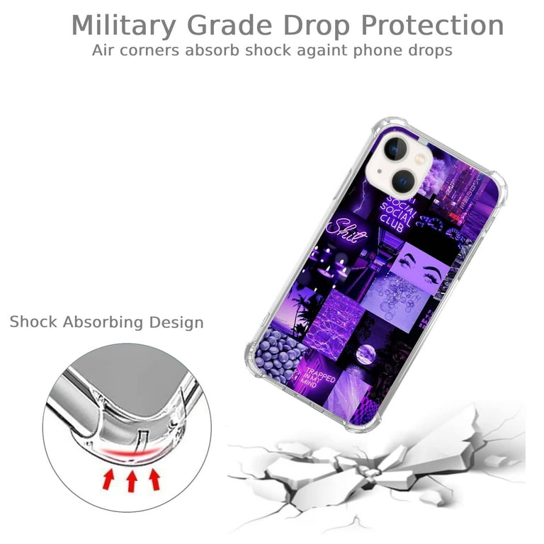 Purple Aesthetic Case Compatible with iPhone 14 Plus,Unique Art