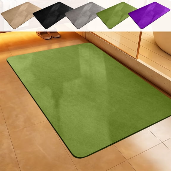 Diatomaceous Earth Stone Bath Mat, Super Absorbent, Fast Drying, Non-Slip Rubber Backing, for Bathroom Floor and Shower, Gray