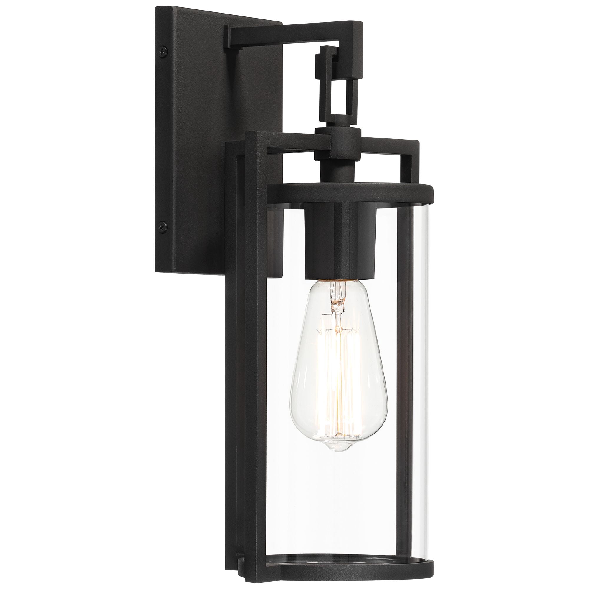 John Timberland Rennes 15 3/4" High Modern Outdoor Wall Light Fixture Mount Porch House Exterior Set of 2 Black Clear Glass Shade