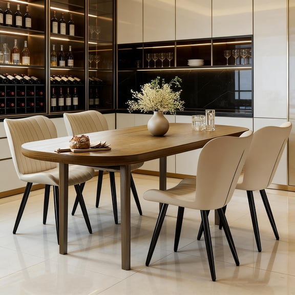 4-Piece PU Leather Dining Chair Set with Thick Padded Seats and Metal Legs, Modern Side Chairs for Kitchen or Dining Room
