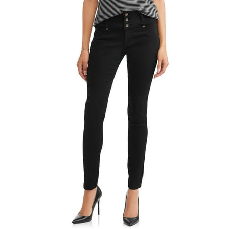 Worn Jeans Button Fly Jeans - A3 Apparel Women's Triple Button Skinny Jeans