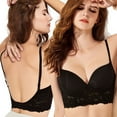 thumbnail image 4 of Women's Low Back Bra Sexy Push Up Comfort Seamless Lace Deep V Backless Bra, 4 of 7