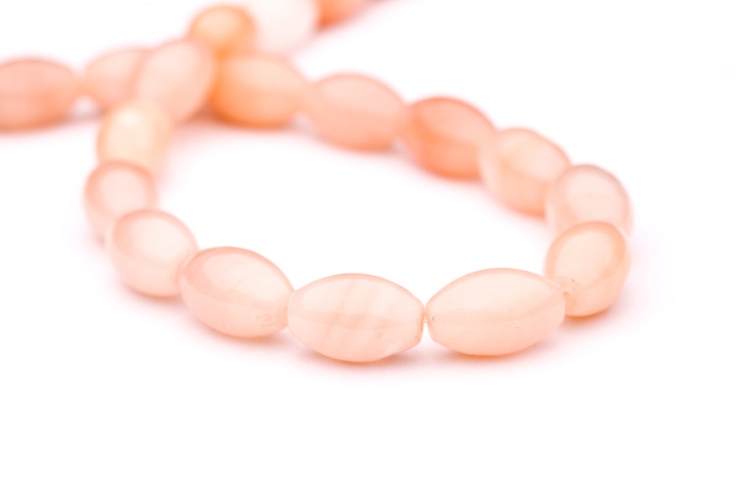 Oval - Shaped Peach Quartz Crystal Beads Semi Precious Gemstones 