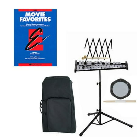 Band Directors Choice Educational Bell Kit Pack Movie Favorites Deluxe w/Carry Bag, Drum Practice Pad & Sticks & Movie Favorites Band Folios Book
