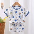 thumbnail image 2 of KPOPLK Toddler Baby Boy Outfits 2Pcs Summer Set Short Sleeve Pattern Tee T-Shirt and Casual Pull-on Shorts Clothes 3-36M Size 8-9 Years,Sky Blue, 2 of 4