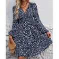 thumbnail image 2 of jinghuiyue Women Long Sleeve Dresses Casual V Neck A-line Midi Dress with Elastic High Waist L, 2 of 5