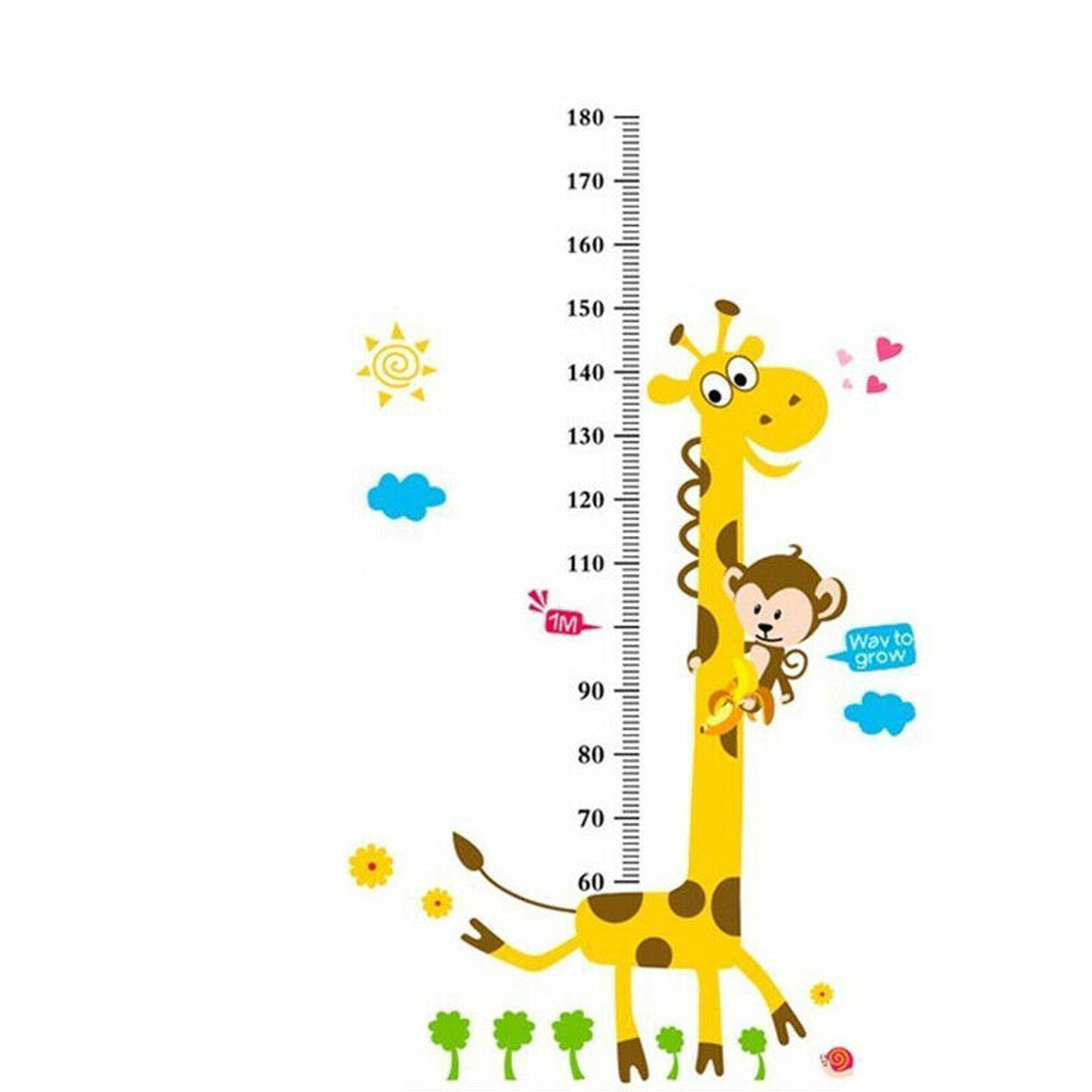 Self-adhesive Children Measuring Ruler with Average Height Line Height Growth Chart Wall Stickers for Kids Nursery Bedroom Living Room Giraffe Growth Chart for Kids