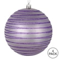 thumbnail image 2 of Vickerman 4.75" Lavender Candy Finish Ball Ornament with Glitter Lines, 4 per Bag, 2 of 2