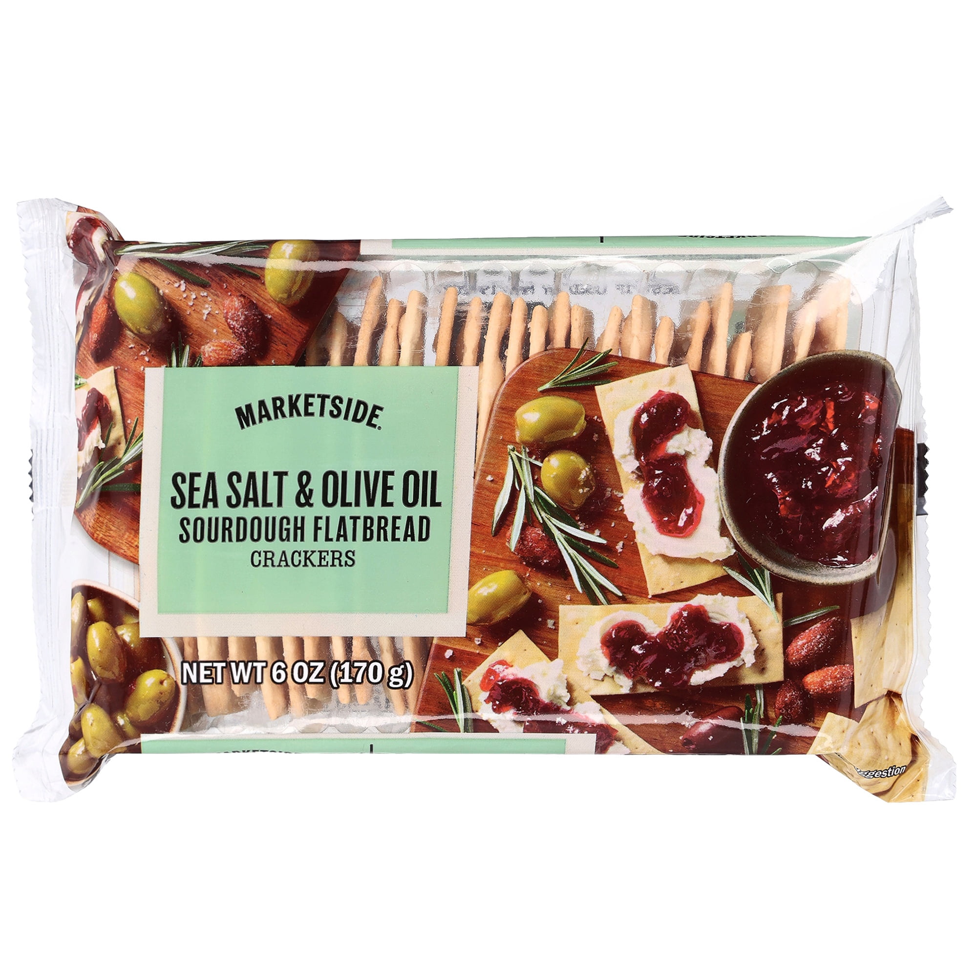 Marketside Sea Salt and Olive Oil Sourdough Flatbread Crackers, 6 oz