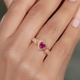thumbnail image 4 of Gem Stone King 18K Rose Gold Plated Silver Red Created Ruby and White Moissanite Halo Ring for Women | 1.14 Cttw | Heart Shape 6MM | Gemstone July Birthstone | Size 9, 4 of 6