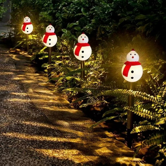 EGNMCR Christmas Decorations, Christmas Ornaments, LED Christmas Ground Plug Lights Strings Patio Outdoor Holiday Decoration Solar Powered Snowman Modeling Set Of Five Lights Decorative Light Strings