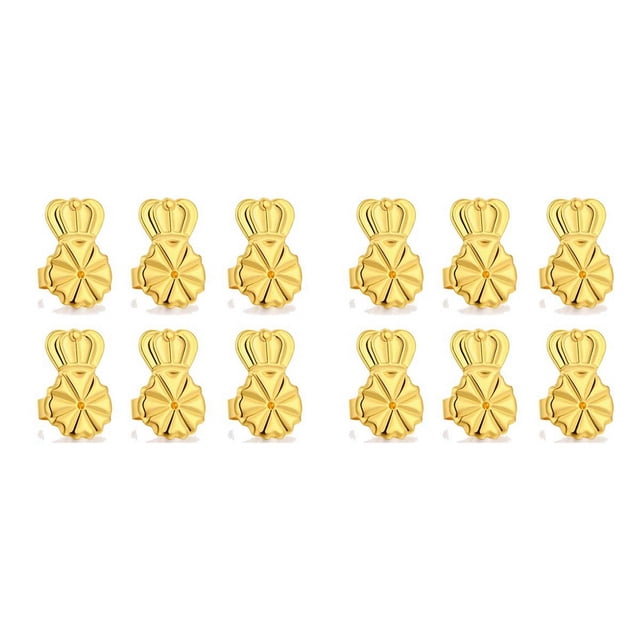 6-Pairs Earring Backs,Earring Backs Lifter for Heavy Earrings, Adjustable Secure Earring Backs(Gold)