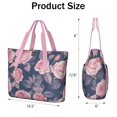 thumbnail image 3 of Tote Bag for Women - Pioneer Flower Shoulder Bag - Large Utility Work Duffle Bag with Zipper Handbag for Travel, Work, Sprots, 3 of 5