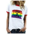 thumbnail image 3 of Womens Tshirts Rainbow Printed Short Sleeve T Shirt Top Tees for Women Blue L, 3 of 5