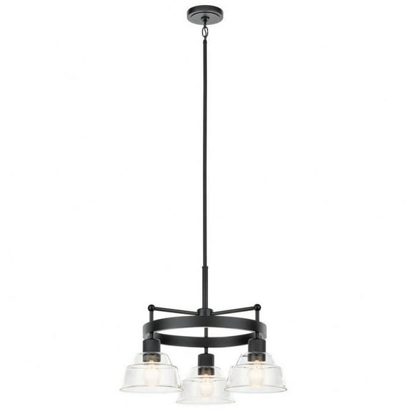 3 Light Small Chandelier in Vintage Industrial Style-17.25 inches Tall and 23.25 inches Wide-Black Finish Bailey Street Home 147-Bel-4771118