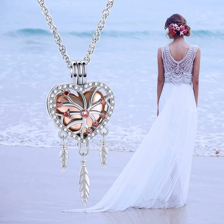 Dream Catcher Urn Necklaces for Ashes for Pet Ashes Flower Feather Cremation Jewelry Cremation Jewelry for Ashes Loved One Memorial Keepsake Pendant