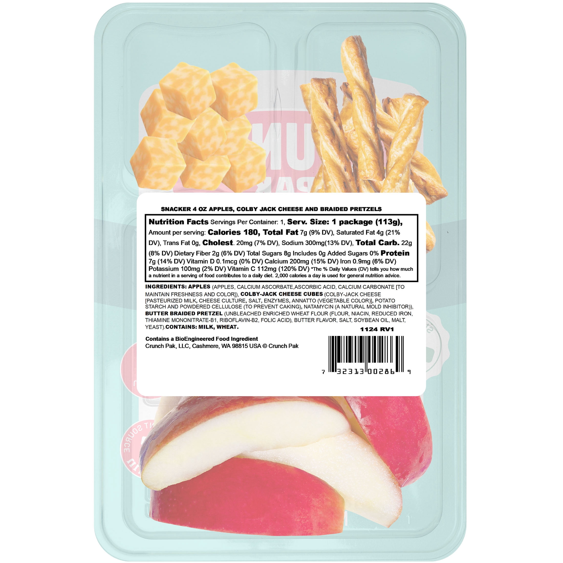 Crunch Pak Snack Pak Refrigerated Apple Slices with Colby Jack Cheese & Pretzel Braids