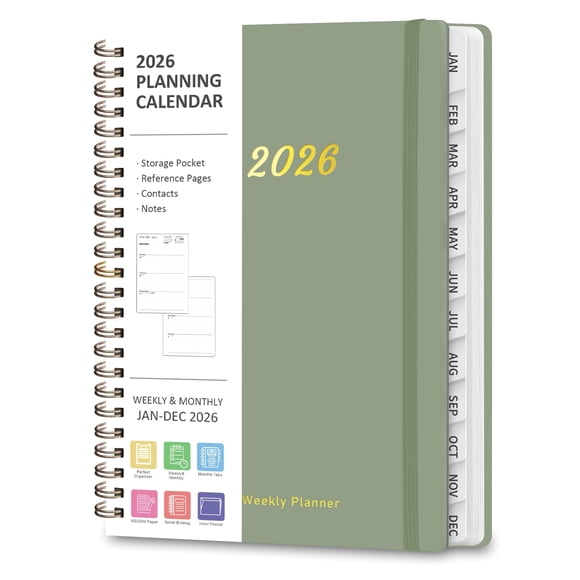 Calendario semanal mensual Planner ROZZBY 2026, tamaño A5, para oficina