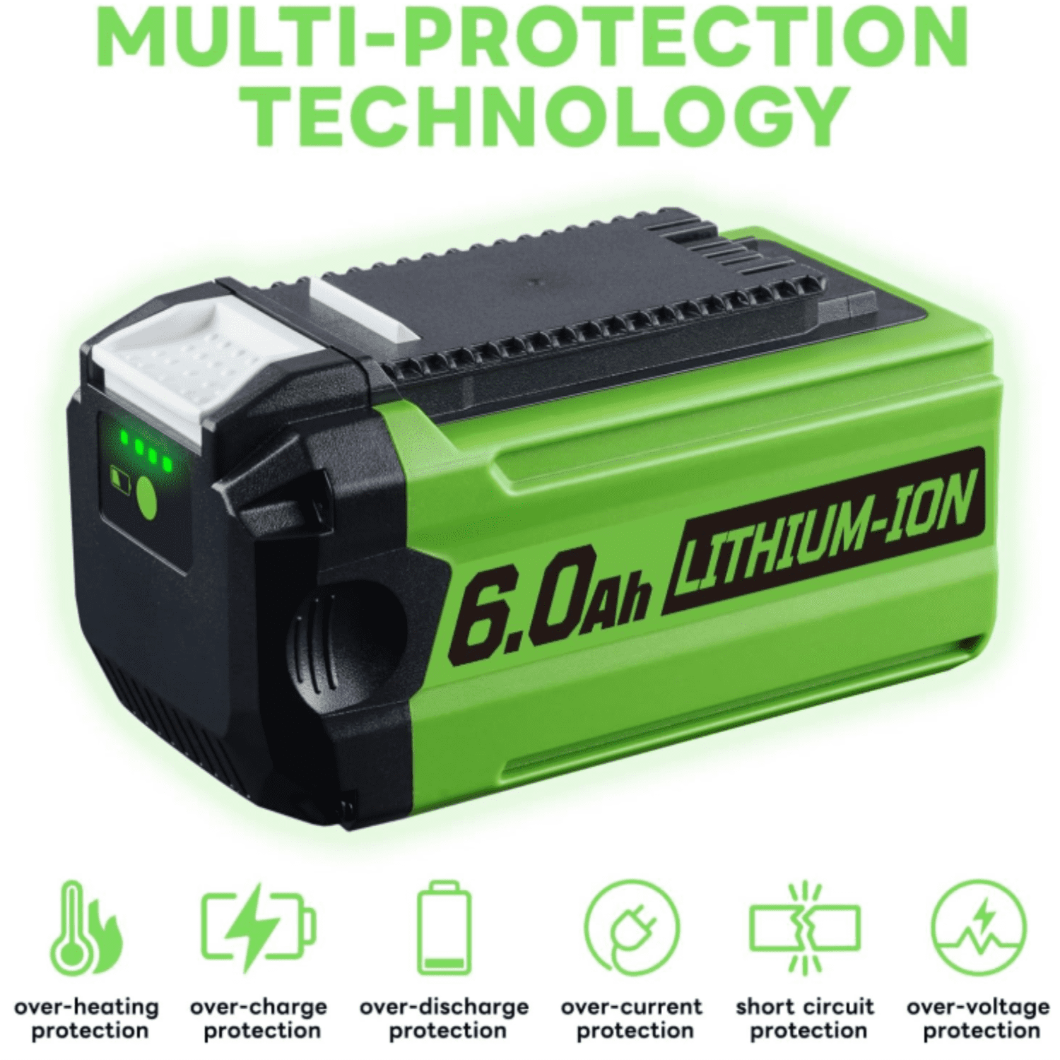 2Packs 40V 6.0Ah Extend Capacity Replacement for Greenworks 40V Battery Lithium Compatible with Greenworks 40 Volt Battery 29252 20202 22262 25312 20642 22272 29462 29472 Tools