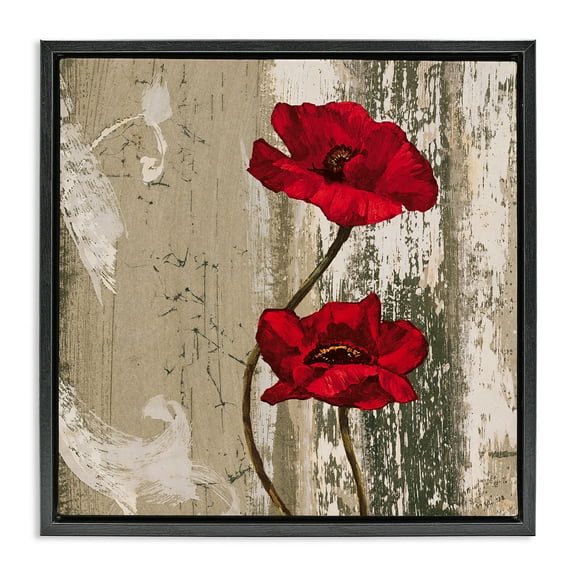Stupell Industries Red Anemones Duo Plants & Flowers Painting Black Floater Framed Canvas Art Print Wall Art, 18 x 18