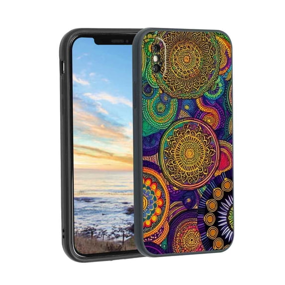 Colorful-Mandala-50 Phone Case, Degined for iPhone XS Case Men Women, Flexible Silicone Shockproof Case for iPhone XS