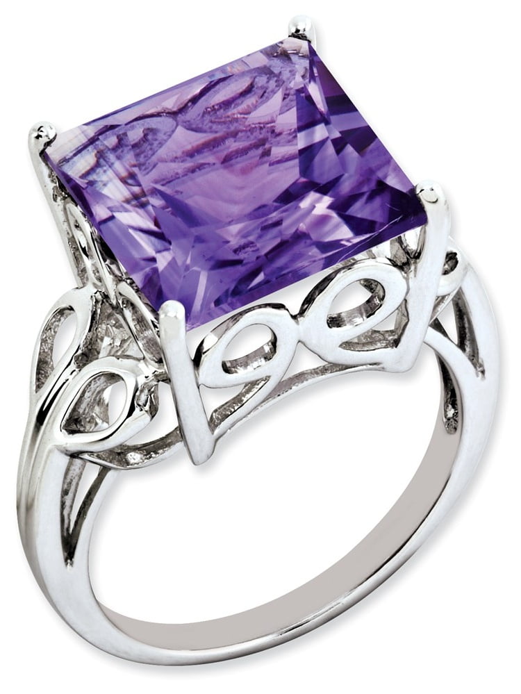 925 Sterling Silver Prong Set Princess Form Amethyst Ring by gemaffair