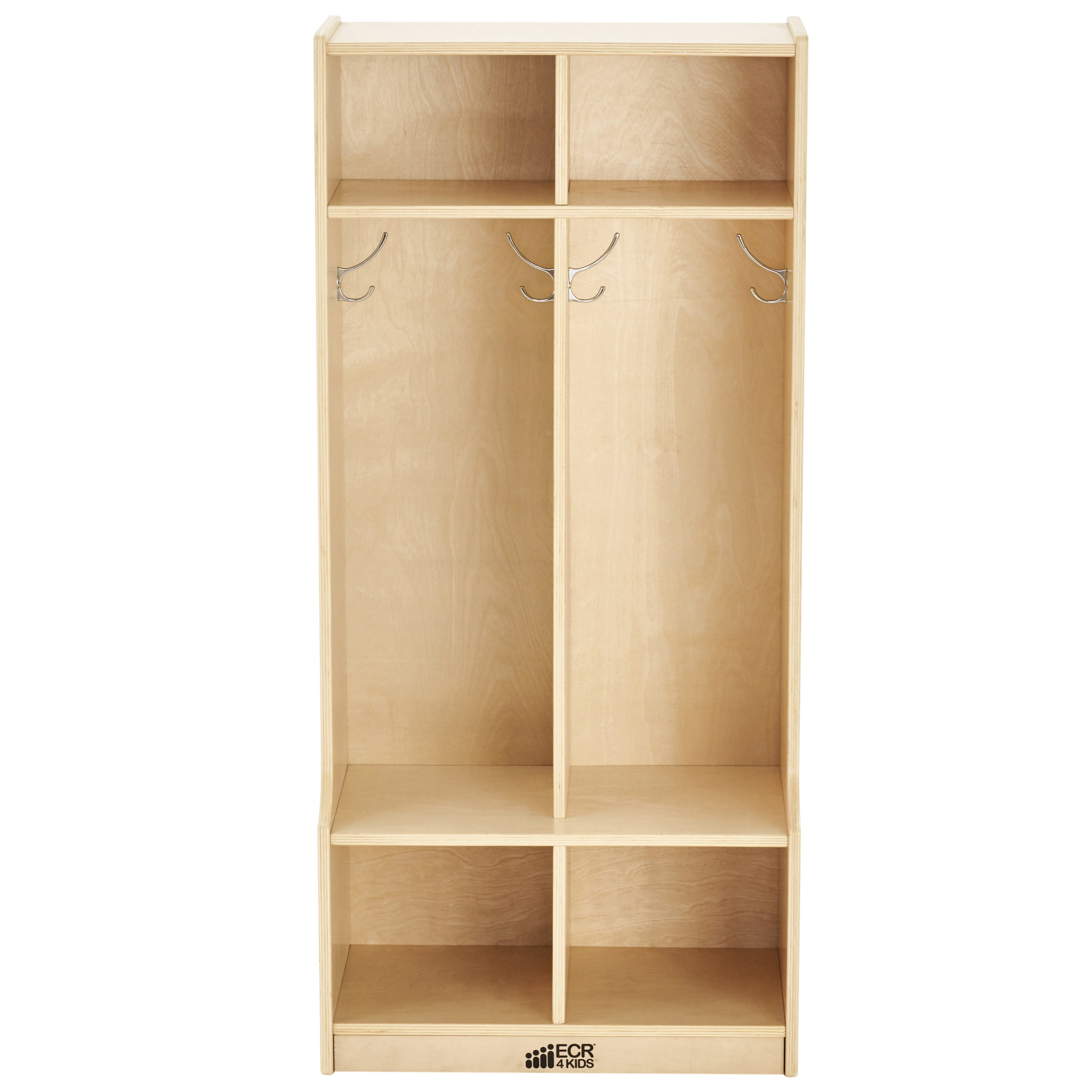Ecr4kids Birch 2 Section Coat Locker With Bench