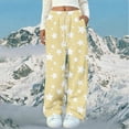 thumbnail image 2 of Womens Fleece Sleep Pajamas Pants Star Wide Leg Flannel Sleepwear Pants Winter Soft Lounge Trousers Pjs Yellow, XXL, 2 of 4