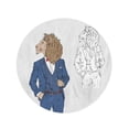 thumbnail image 2 of SIDONKU 60 inch Round Beach Towel Blanket Anthropomorphism Lion Dressed Up in Classy Anthropomorphic Attractive Travel Circle Circular Towels Mat Tapestry Beach Throw, 2 of 2