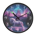 thumbnail image 2 of Voice Activated Clock with Glow Light 12 Inch Large Silent Wall Clock Battery Operated for Home Decor White Unicorn and Castle, 2 of 8