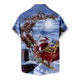 thumbnail image 5 of IROINNID Christmas Vacation T-shirt for Men Funny Santa Print Button Up Red Shirt Hawaiian Xmas Gift Tops for Boyfriend,Blue, 5 of 5