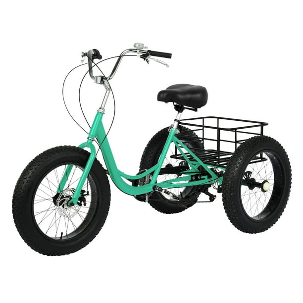Tangnade Adult Fat Tire Tricycle 20inch Wheels And 7speed Rear Cargo