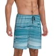 thumbnail image 2 of Kdxio Teal Turquoise Fluid Stripes Print Mens Sleep Shorts Bottoms Soft Comfy Pajama Wear Pants with Drawstring Pockets, 2 of 5