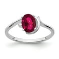 thumbnail image 1 of Solid 14k White Gold 7x5mm Oval Created Ruby Diamond Ring Band Size 9 (.01 cttw.), 1 of 2