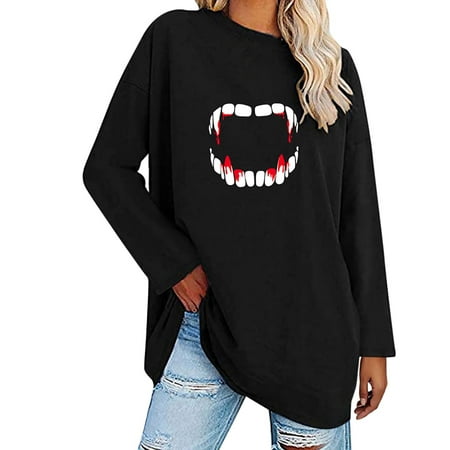 

Juebong Halloween Christmas Costumes Women Dressy Sweatshirts Fashion Casual Printing Round Neck Long Sleeve Loose T-Shirt Autumn Oktoberfest Blouse Pullover Tops