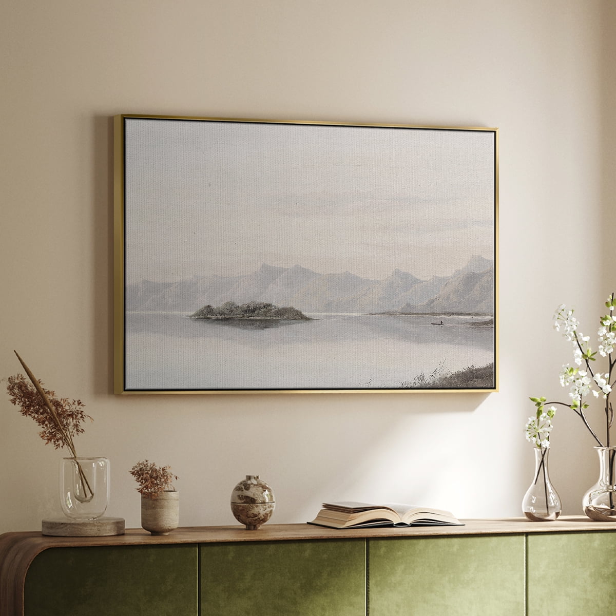 Vintage Landscape-MXI By Wexford Home Framed in Gold Wood Gallery Wrapped Canvas 25 in. x 37 in.