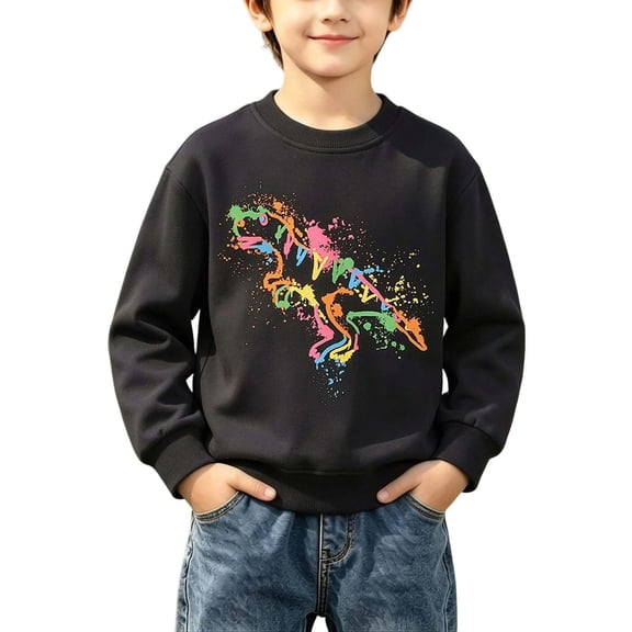 Hellosay Dinosaurs Embroidery Sweatshirt for Boys Size 6-7 Fall Long Sleeve Crewneck Pullover Tops Workout Streetwear