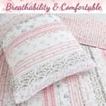 thumbnail image 6 of Cozy Line Shabby Chic Floral Ruffle Stripe 100% Cotton Reversible Quilt Set (Pink, Queen - 3 Piece), 6 of 6