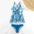 thumbnail image 4 of Viluyesy Womens Plus Size Swimsuits, Prints Tankini Tops and Swim Shorts Loose Fit Bathing Suits 2-Piece Blue 5XL, 4 of 7